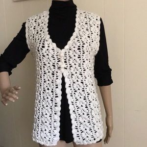 White handmade crochet vest.